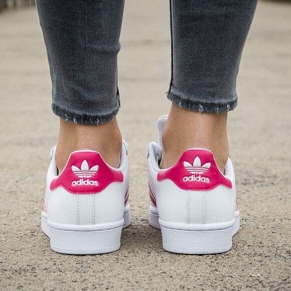 Adidas Superstar Foundation J B23644 White Pink Buzz Sneakers Womens Size 7 - Picture 2 of 16